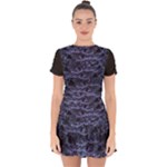 Aliens Entrails – Dark Blue Print Pattern Design Drop Hem Mini Chiffon Dress