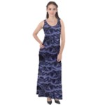 Aliens Entrails – Dark Blue Print Pattern Design Sleeveless Velour Maxi Dress