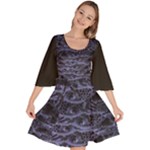 Aliens Entrails – Dark Blue Print Pattern Design Velour Kimono Dress