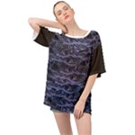 Aliens Entrails – Dark Blue Print Pattern Design Oversized Chiffon Top