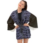 Aliens Entrails – Dark Blue Print Pattern Design Long Sleeve Kimono