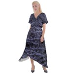 Aliens Entrails – Dark Blue Print Pattern Design Cross Front Sharkbite Hem Maxi Dress