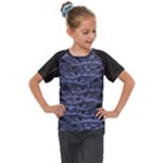 Aliens Entrails – Dark Blue Print Pattern Design Kids  Mesh Piece T-Shirt