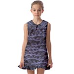 Aliens Entrails – Dark Blue Print Pattern Design Kids  Pilgrim Collar Ruffle Hem Dress