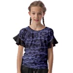 Aliens Entrails – Dark Blue Print Pattern Design Kids  Cut Out Flutter Sleeves