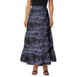 Aliens Entrails – Dark Blue Print Pattern Design Tiered Ruffle Maxi Skirt