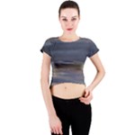 Twilight Serenade Print Crew Neck Crop Top