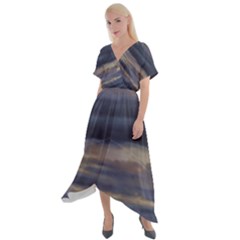 Cross Front Sharkbite Hem Maxi Dress 