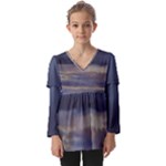 Twilight Serenade Print Kids  V Neck Casual Top