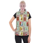 Christmas Stamp Pattern Women s Button Up Vest