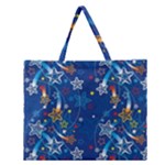 Christmas Stars Pattern Star Zipper Large Tote Bag