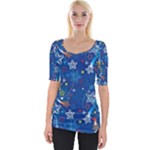 Christmas Stars Pattern Star Wide Neckline T-Shirt