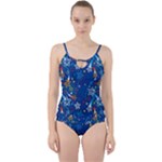 Christmas Stars Pattern Star Cut Out Top Tankini Set