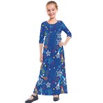 Christmas Stars Pattern Star Kids  Quarter Sleeve Maxi Dress