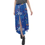 Christmas Stars Pattern Star Velour Split Maxi Skirt