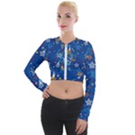 Christmas Stars Pattern Star Long Sleeve Cropped Velvet Jacket