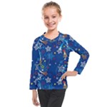 Christmas Stars Pattern Star Kids  Long Mesh T-Shirt