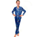 Christmas Stars Pattern Star Kids  Satin Long Sleeve Pajamas Set