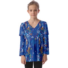 Kids  V Neck Casual Top 