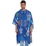 Christmas Stars Pattern Star Men s Hooded Rain Ponchos