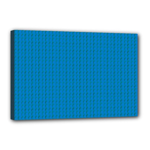 Blue Lego Texture Macro, Blue Dots Background, Lego Canvas 18  x 12  (Stretched) from ArtsNow.com