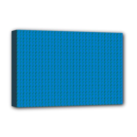 Blue Lego Texture Macro, Blue Dots Background, Lego Deluxe Canvas 18  x 12  (Stretched) from ArtsNow.com