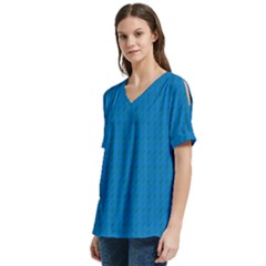 V-Neck Split Shoulder Casual T-Shirt 