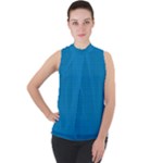 Blue Lego Texture Macro, Blue Dots Background, Lego Mock Neck Chiffon Sleeveless Top