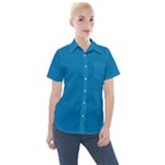 Blue Lego Texture Macro, Blue Dots Background, Lego Women s Short Sleeve Pocket Shirt