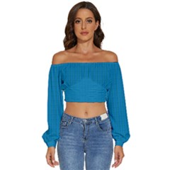 Long Sleeve Crinkled Weave Crop Top 