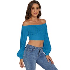 Long Sleeve Crinkled Weave Crop Top 