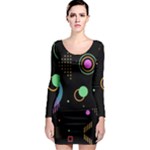 Colartive, Aesthetic, Amoled, Black, Colorful, Desenho Long Sleeve Bodycon Dress