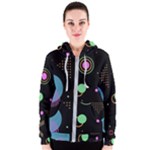 Colartive, Aesthetic, Amoled, Black, Colorful, Desenho Women s Zipper Hoodie