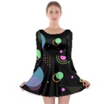 Colartive, Aesthetic, Amoled, Black, Colorful, Desenho Long Sleeve Skater Dress