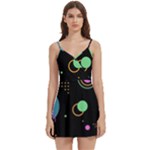 Colartive, Aesthetic, Amoled, Black, Colorful, Desenho Body Wrap Sleeveless V-Neck Mini Dress