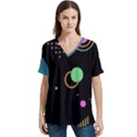 Colartive, Aesthetic, Amoled, Black, Colorful, Desenho V-Neck Split Shoulder Casual T-Shirt