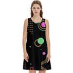 Colartive, Aesthetic, Amoled, Black, Colorful, Desenho Round Neck Sleeve Casual Dress With Pockets