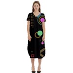 Colartive, Aesthetic, Amoled, Black, Colorful, Desenho T-Shirt Midi Dress With Pockets