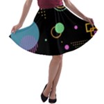 Colartive, Aesthetic, Amoled, Black, Colorful, Desenho A-line Skater Skirt