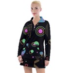 Colartive, Aesthetic, Amoled, Black, Colorful, Desenho Women s Long Sleeve Casual Dress