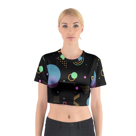 Colartive, Aesthetic, Amoled, Black, Colorful, Desenho Cotton Crop Top from ArtsNow.com