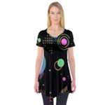 Colartive, Aesthetic, Amoled, Black, Colorful, Desenho Short Sleeve Tunic 