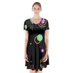 Colartive, Aesthetic, Amoled, Black, Colorful, Desenho Short Sleeve V-neck Flare Dress