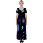 Colartive, Aesthetic, Amoled, Black, Colorful, Desenho High Waist Short Sleeve Maxi Dress