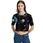 Colartive, Aesthetic, Amoled, Black, Colorful, Desenho Women s Round Neck Short Sleeve Crop Top