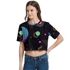 Women s Round Neck Short Sleeve Crop Top 