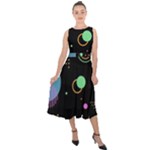 Colartive, Aesthetic, Amoled, Black, Colorful, Desenho Midi Tie-Back Chiffon Dress