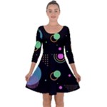 Colartive, Aesthetic, Amoled, Black, Colorful, Desenho Quarter Sleeve Skater Dress