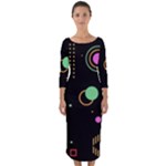 Colartive, Aesthetic, Amoled, Black, Colorful, Desenho Quarter Sleeve Midi Bodycon Dress