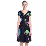 Colartive, Aesthetic, Amoled, Black, Colorful, Desenho Short Sleeve Front Wrap Dress